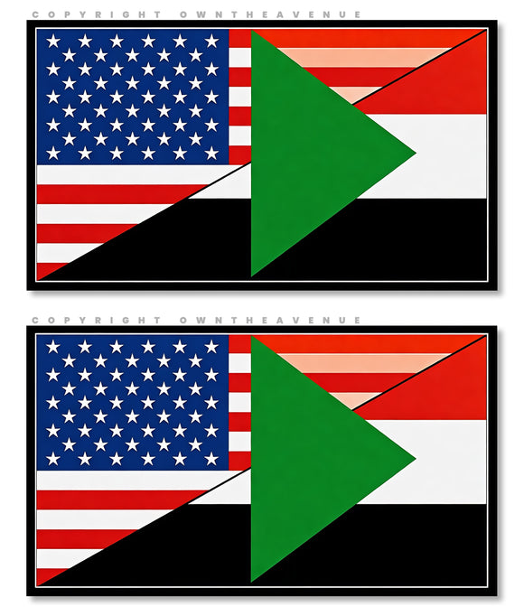 2Pcs Sudan USA American Flag Sticker Decals 3.5
