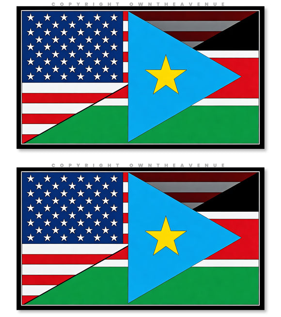 2Pcs South Sudan USA American Flag Sticker Decals 4
