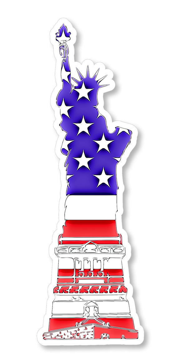 Statue of Liberty USA American Flag NY New York Car Vinyl Sticker Decal 3.75