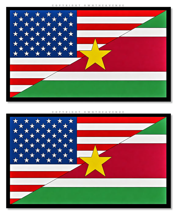 2Pcs Suriname USA American Flags Vinyl Sticker Decals 3.5