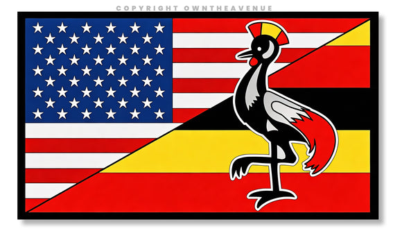 Uganda Ugandan USA American Flag Vinyl Sticker Decal 3.5