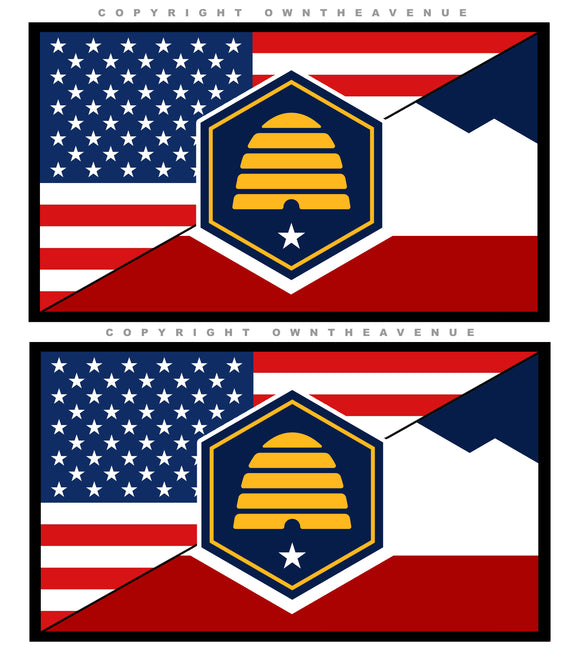 2Pcs Utah USA American Flag Vinyl Sticker Decals 3.75