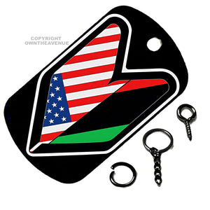 Wakaba Leaf USA American Africa Flag JDM Racing Drifting Keychain Necklace Tag - OwnTheAvenue