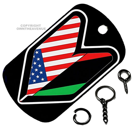 Wakaba Leaf USA American Africa Flag JDM Racing Drifting Keychain Necklace Tag - OwnTheAvenue
