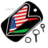 Wakaba Leaf USA American Africa Flag JDM Racing Drifting Keychain Necklace Tag - OwnTheAvenue