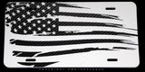 USA American Flag Carbon Fiber Pattern Racing Metal License Plate - OwnTheAvenue