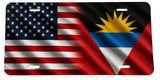 USA American Antigua Antiguan Flag Wavey Style Auto License Plate - OwnTheAvenue