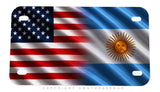 USA American Argentina Flag Wavey Style Motorcycle Metal License Plate - OwnTheAvenue