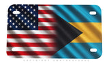 USA American Bahamas Flag Wavey Style Motorcycle Metal License Plate - OwnTheAvenue