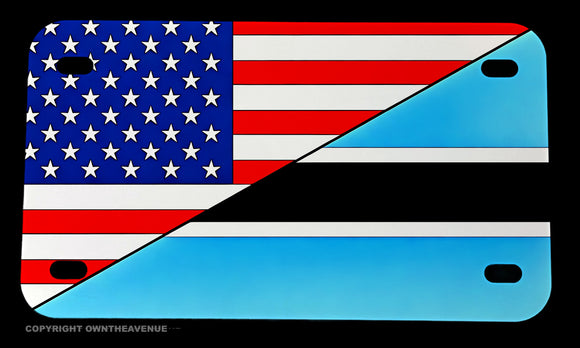 USA American Batswana World Country Flag Motorcycle Metal License Plate - OwnTheAvenue