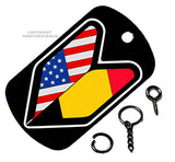 Wakaba Leaf USA American Belgium Flag JDM Racing Drift Keychain Necklace Tag