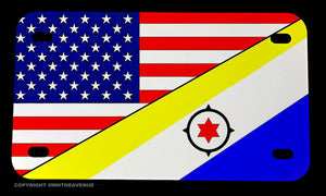 USA American Bonaire Islands World Country Flag Motorcycle Metal License Plate - OwnTheAvenue