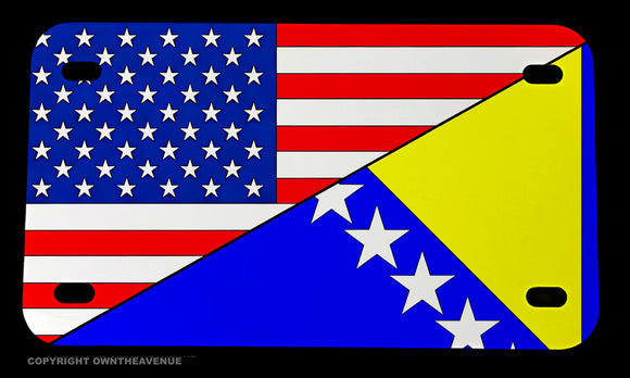 USA American Bosnia Bosnian World Country Flag Motorcycle Metal License Plate