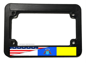 USA American Canary Islands World Country Flag Motorcycle License Plate Frame