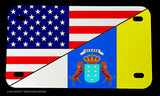USA American Canary Islands World Country Flag Motorcycle Metal License Plate