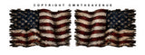 2 Pack Left Right USA American Flag Tattered Distressed Holographic Sticker Decals