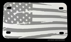 USA American Flag Distressed Subdued Motorcycle Metal License Plate - OwnTheAvenue