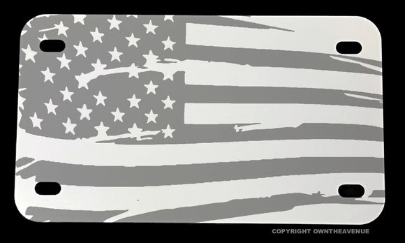 USA American Flag Distressed Subdued Motorcycle Metal License Plate - OwnTheAvenue