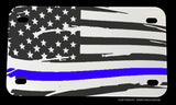 USA American Flag Blue Color Line Support Police Motorcycle Metal License Plate