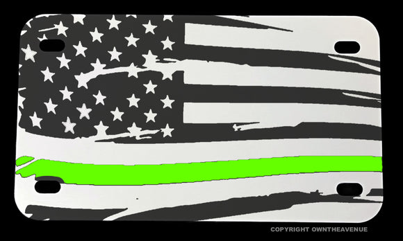 USA American Flag Green Color Line Support Military Motorcycle Metal License Plate