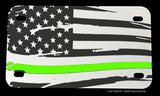 USA American Flag Green Color Line Support Military Motorcycle Metal License Plate