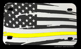 USA American Flag Yellow Color Line Support Dispatchers Motorcycle Metal License Plate