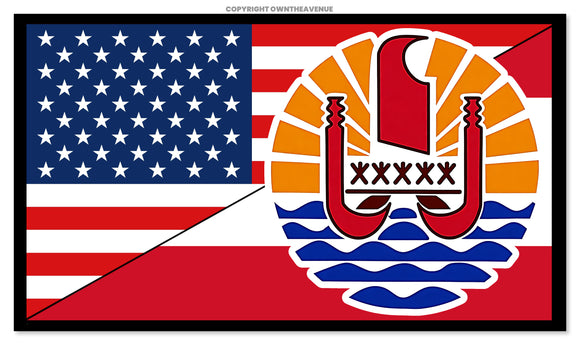 USA American French Polynesia Flag Teahupoo Tahiti Sticker Decal 3.75