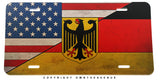 German Germany USA American Flag Rustic Style Metal License Plate