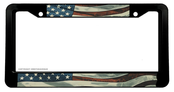 Vintage Style USA American Flag Old School License Plate Frame - OwnTheAvenue