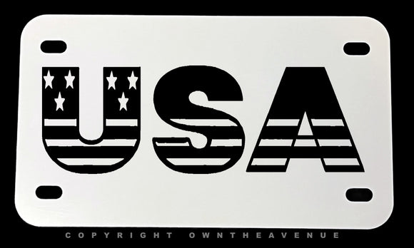 USA American Flag Black Art V01 Motorcycle Metal License Plate - OwnTheAvenue