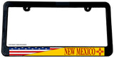 New Mexico USA American Flag Slim Style Black License Plate Frame