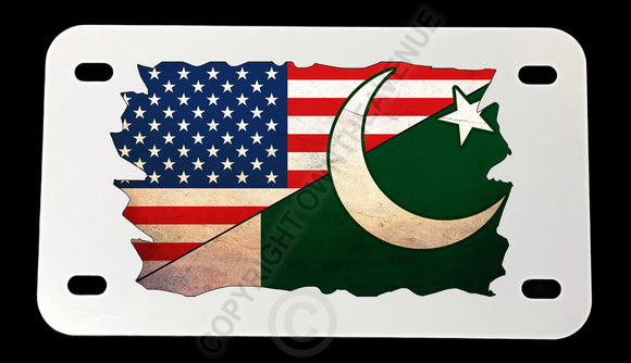 Pakistan USA American Vintage Style Flag Motorcycle Metal License Plate - OwnTheAvenue