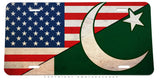 USA Pakistan Flag Rustic Style Auto Metal License Plate - OwnTheAvenue