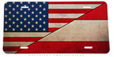 USA Austria Flag Rustic Style V01 Metal License Plate - OwnTheAvenue