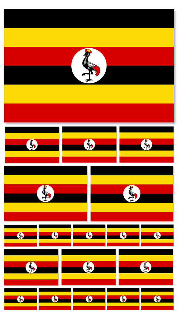 19Pcs Pack Lot Uganda World Country Flag Assorted Vinyl Sticker Decals - OwnTheAvenue