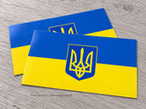 2Pcs Ukraine Ukrainian Flag Coat of Arms Vinyl Sticker Decals 4"