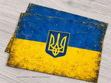 2Pcs Ukraine Ukrainian Flag Rustic Style Coat of Arms Vinyl Sticker Decals 4"