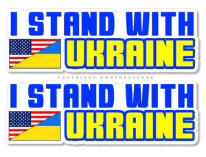 I Stand With Ukraine Sticker Model 3 - Car Truck Vinyl Decal Ukrainian Flag 2 Pack 5" Each