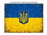 2Pcs Ukraine Ukrainian Flag Rustic Style Coat of Arms Vinyl Sticker Decals 4"