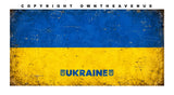 2Pcs Ukraine Ukrainian Flag Rustic Style Coat of Arms Model V01 Sticker Decals