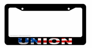 Union Worker Employee USA American Flag Car Truck License Plate Frame - OwnTheAvenue