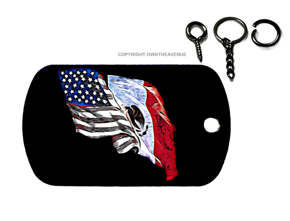 USA American Mexico Mexican Flag Pride Country Keychain Necklace Tag - OwnTheAvenue