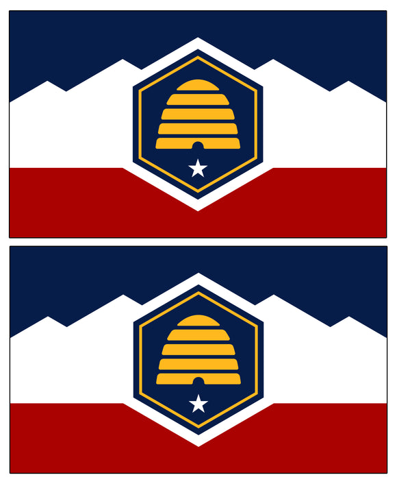 2Pcs Utah Flags Vinyl Sticker Decals 3.5