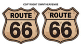 x2 Route 66 Highway Sign Souvenir Rustic Style Holographic Sticker Decals 4"