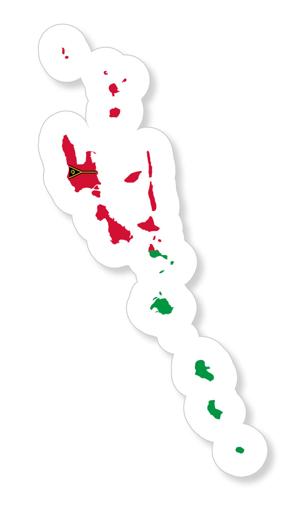 Vanuatu World Country Flag Map Outline Vinyl Sticker Decals 4