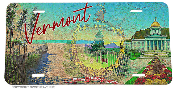 Vermont Souvenir Vintage Grunge Retro License Plate Cover
