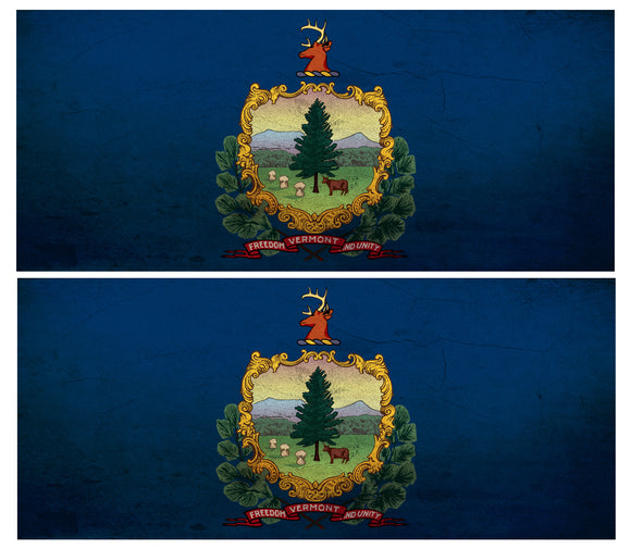 2Pcs Vermont Flags Vintage Style Vinyl Sticker Decals 3.5