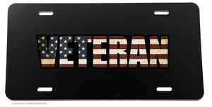 Veteran USA American Flag Grunge Style V02 Print License Plate Cover - OwnTheAvenue