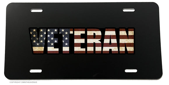 Veteran USA American Flag Grunge Style V02 Print License Plate Cover - OwnTheAvenue