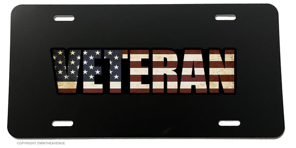 Veteran USA American Flag Grunge Style V02 Print License Plate Cover